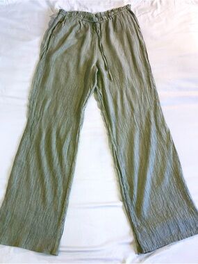 Zara Olive Green Wide-Leg Pants